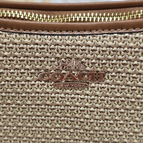 Coach Straw Leather Dual-Use Shoulder Bag Crossbody Bag - Picture 2 of 9